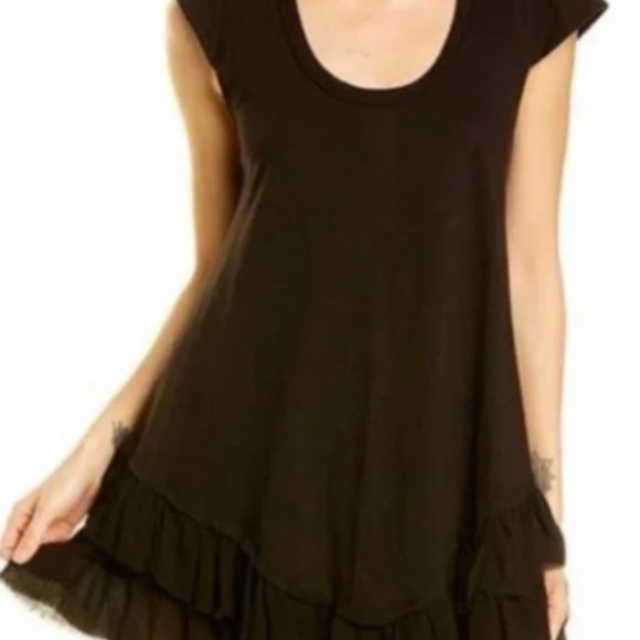 AREA Stars, Short Sleeve Ruffled Baby Doll Dress in Black, Medium, NWT/NEW - Picture 1 of 12